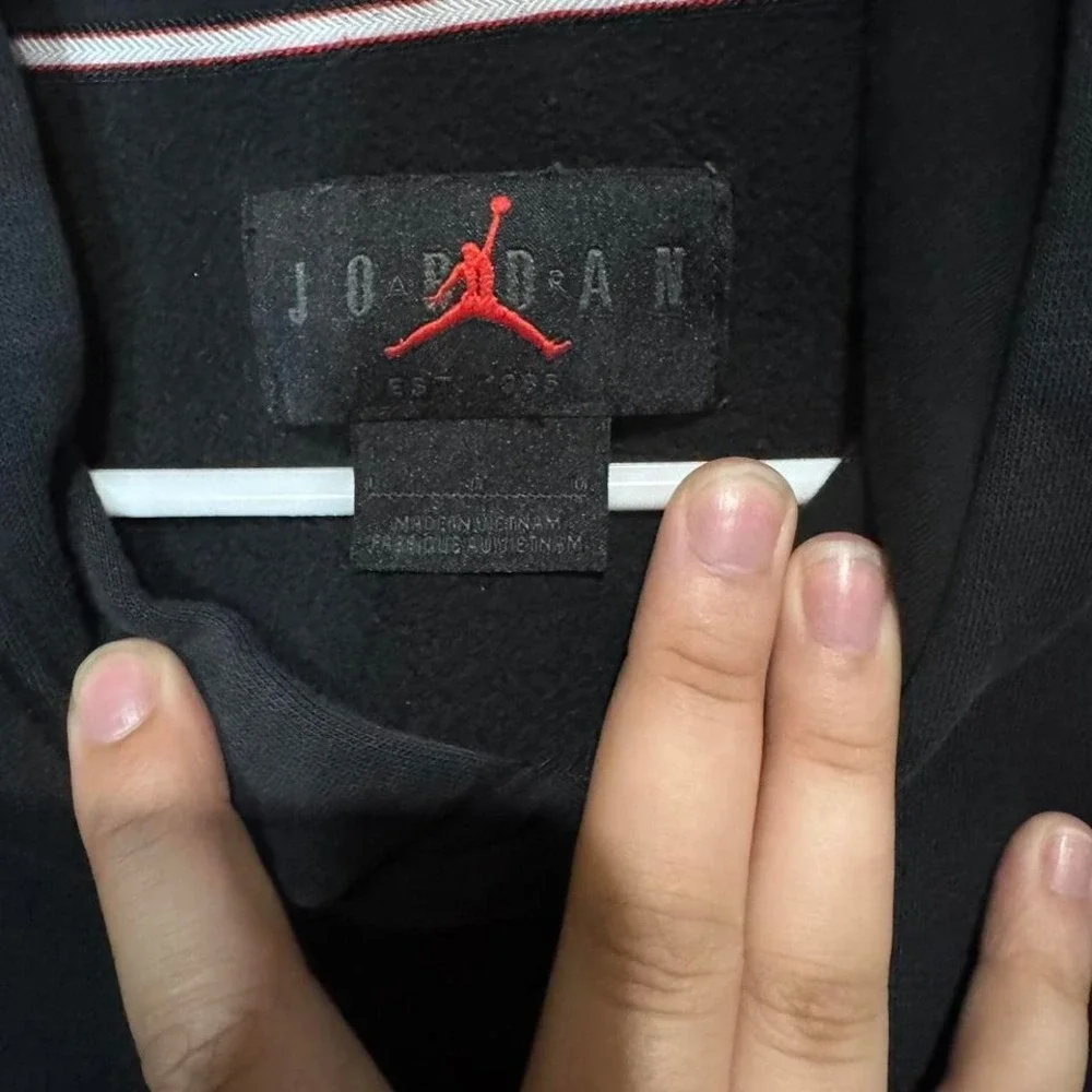 Jordan Jumpman Mens Black Fleece Pullover Hoodie‎ White Logo Sweatshirt Small